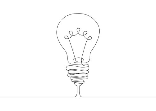 continuous line drawing light bulb symbol idea.