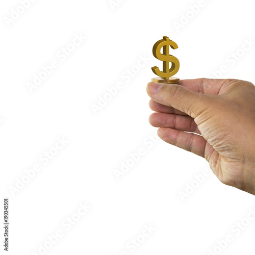Man Hand Holding Golden Euro!    Sign On Stack Of Money Coin - 