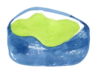 Fotobehang Hand painted abstract blue and green roundish form © kbel