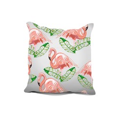 Interior design element: Decorative pillow with patterned pillowcase (floral pattern - black and white Dahlia flowers). Isolated on white. Vector illustration.