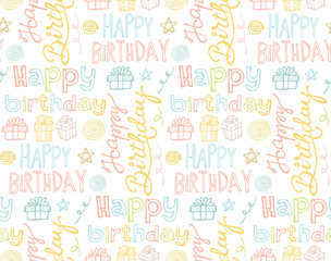 Obraz premium Happy birthday hand drawn doodle pattern