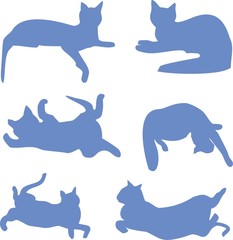 silhouettes of cats blue