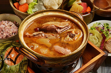Stew chicken with rice wine - A popular Taiwan food in winter