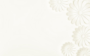 White flowers on white background - floral design elements. 3d render