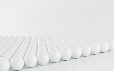 White spheres an arrow on white background. 3d render