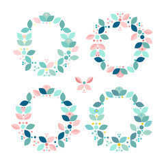 Beautiful Floral Frame or Floral Wreath Border. Cute decorative background for wedding invitations, greeting cards, birthday, etc. Vector illustration.