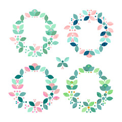 Beautiful Floral Frame or Floral Wreath Border. Cute decorative background for wedding invitations, greeting cards, birthday, etc. Vector illustration.