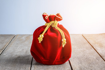Chinese New Year Red fabric or silk  bag, ang pow of luck