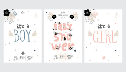 Set of perfect vector card templates. Ideal for baby shower, mothers day, valentines day, birthday cards, invitations, prints, scrapbook