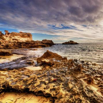 Rocky coastline, Point Peron, Perth, Western Australia, Australia