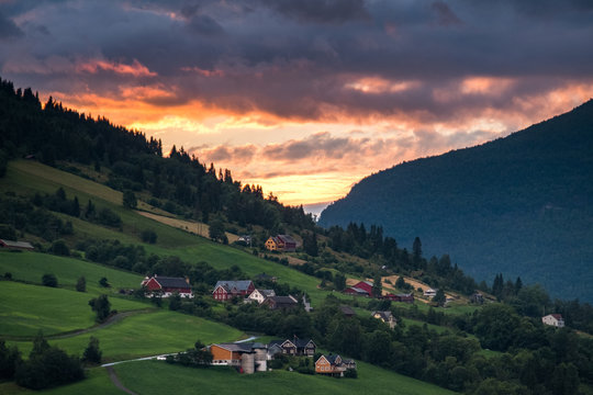 Midnight sunset, Olden, Stryn, Sogn og Fjordane, Norway