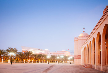 Exterior of Al Fateh grand mosque in evening.  Manama, Bahrain