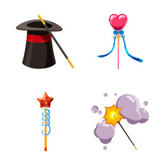Magic wand icon set, cartoon style
