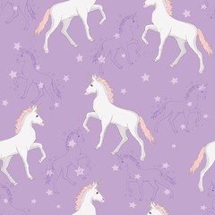 Unicorn and rainbow seamless pattern isolated on white background