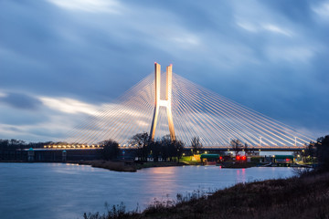 Fototapeta na wymiar Redzinski bridge over the Odra river in Wroclaw, Silesia, Poland