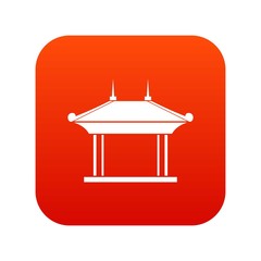 Pagoda icon digital red