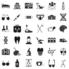 Medical place icons set, simple style