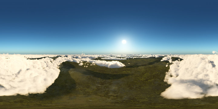 360 Grad Panorama mit einer Ansicht über den Wolken