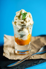 dessert with whipped cream