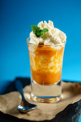 dessert with whipped cream
