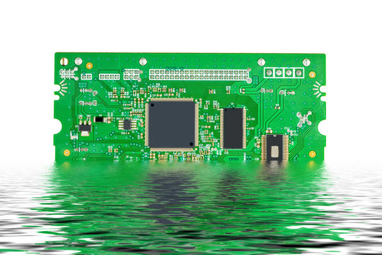 The electronic circuit boards of DVD Writer dip in water.
