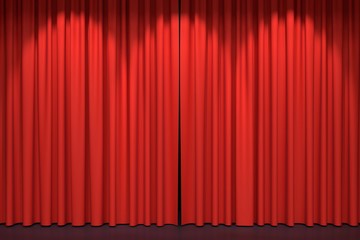 Red stage curtains 3D illustration