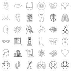Medico icons set, outline style