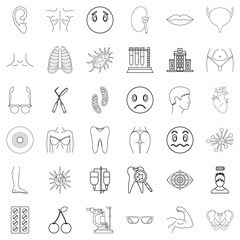 Medical advisor icons set, outline style