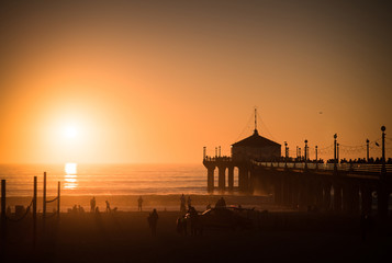 Manhattan beach at sunset 