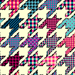 Seamless background pattern. Geometrical Hounds-tooth pattern in a patchwork style.