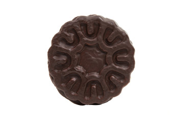 double biscuits in a chocolate glaze isolated