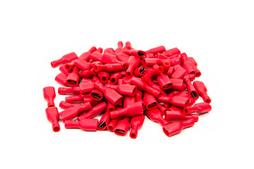 Red rubber for battery pour on white