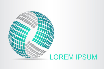 Logo stylized spherical surface with abstract shapes