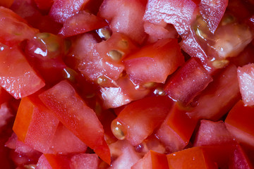 Finely Chopped Fresh Tomatoes Close Up View