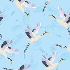 crane, pattern, vector, illustration