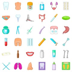 Hygiene item icons set, cartoon style