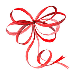 Fototapeta premium Watercolor illustration of a ribbon bow.