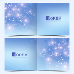 Fototapeta na wymiar Modern vector template for square brochure, leaflet, flyer, cover, catalog, magazine or annual report . Business, science and technology design book layout. Presentation with World Globe.