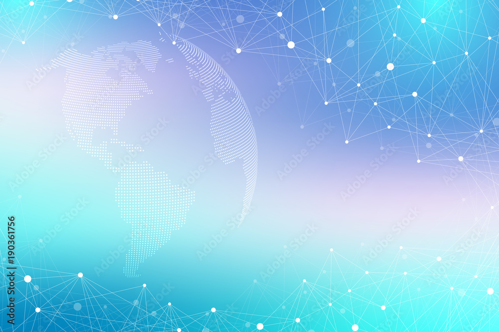 Poster Virtual Graphic Background Communication with World Globe. A sense of science and technology. Digital data visualization. Vector illustration