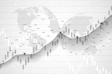 Stock market and exchange. Candle stick graph chart of stock market investment trading. Stock market data. Bullish point, Trend of graph. Vector illustration.