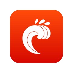Obraz premium Large curling wave icon digital red