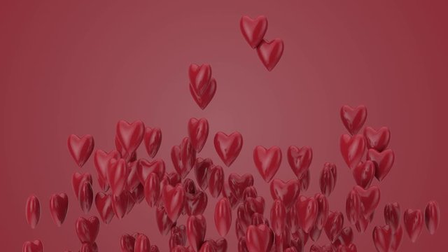 Rote Herzen fliegen nach oben - Valentinstag - Muttertag - Animation