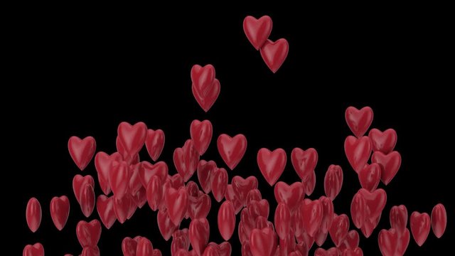 Rote Herzen fliegen nach oben - Valentinstag - Muttertag - Animation