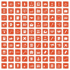 100 finance icons set grunge orange