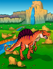Spinosaur on the background of nature