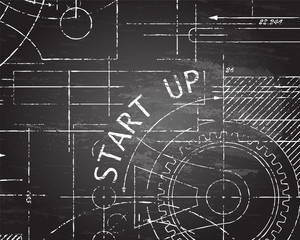 Obraz premium Start Up Blackboard Machine