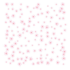 Sakura, Peach Cherry or Apple Flowers Vector Confetti. Elegant Falling Down Spring Romantic Floral Decoration. Magic Wedding Decoration, Realistic Sakura Cherry, Peach or Apple Blossom Background