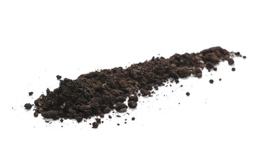 Pile of soil, dirt isolated on white background