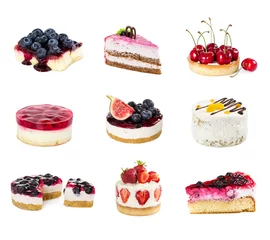 Set of desserts isolated on white