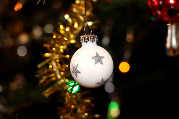 The white christmas bulb with gray stars